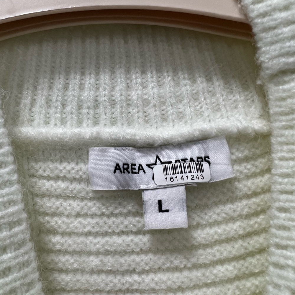 Area Stars Off White Open Back Knit Dress Size Large $175 - Picture 6 of 10
